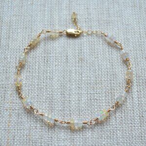 Genuine Opal Wire Wrapped Bracelet - Hand Made in Canada